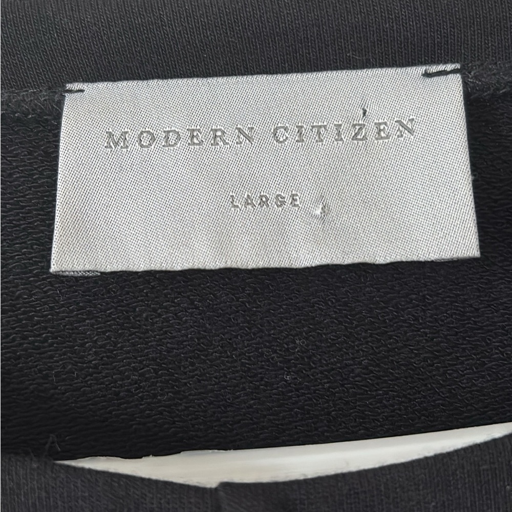 Modern Citizen Audrey Tie-Front Terry Long Sleeve Midi Dress Black Size Large — image 3 of 4